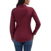 Women’s Retro Long Sleeve Cool Blue Solid Western Shirt(Wine)