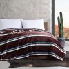 Wrangler – Queen Size Blanket, Super Soft & Reversible Plush Fleece Bedding, Throw Blanket for Couch or Bed (Glen Canyon Stripe Blue)(Western Saddle Stripe Red)