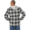 Wrangler Authentics Men’s Long Sleeve Quilted Lined Flannel Shirt Jacket with Hood(Caviar With Black Hood)