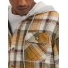 Wrangler Authentics Men’s Long Sleeve Quilted Lined Flannel Shirt Jacket with Hood(Golden Brown)