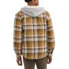 Wrangler Authentics Men’s Long Sleeve Quilted Lined Flannel Shirt Jacket with Hood(Golden Brown)