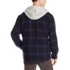Wrangler Authentics Men’s Long Sleeve Quilted Lined Flannel Shirt Jacket with Hood(Total Eclipse With Heather)