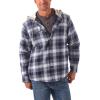 Wrangler Authentics Men’s Long Sleeve Quilted Lined Flannel Shirt Jacket with Hood(Vintage Night)
