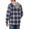 Wrangler Authentics Men’s Long Sleeve Quilted Lined Flannel Shirt Jacket with Hood(Vintage Night)