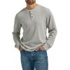 Wrangler Authentics Men’s Long Sleeve Waffle Henley(Light Heather Gray)