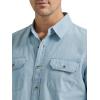 Wrangler Authentics mens Short Sleeve Classic Woven Shirt(Light Chambray)
