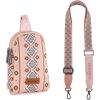 Wrangler Crossbody Sling Bag for Women Fanny Packs Chest Bags for Travel(Vintage-aztec-pink)