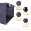 Wrangler Denim Dog Crate Cover – Durable, Breathable & Stylish Dog Kennel Cover with Rollable Panels & Front Pocket for Accesories – Machine Washable Crate Covers for Dog Cages (M)(XL)