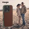 Wrangler® Heritage Inlay Leather Phone Case, Military Green Edge, Compatible with iPhone (Brown, 16 Pro)(Brown)