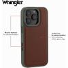 Wrangler® Heritage Inlay Leather Phone Case, Military Green Edge, Compatible with iPhone (Brown, 16 Pro)(Brown)