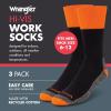 Wrangler Hi-Vis Work Socks for Men – Cushioned Crew Boot Socks with Arch Support, Reinforced Heel & Toe – Size 6-12(Black/Orange)