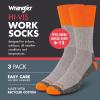 Wrangler Hi-Vis Work Socks for Men – Cushioned Crew Boot Socks with Arch Support, Reinforced Heel & Toe – Size 6-12(Grey Heather/Orange)
