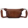 Wrangler Large Fanny Packs for Women Waist Bag Travel Belt Bags Crossbody Sling Purse Brown(B-Distressed Brown)
