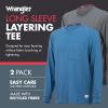 Wrangler Long Sleeve Layering Tee Shirts for Men, Core Mens Layering T-Shirt(Charcoal/Stn Blue)