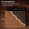 Wrangler Men’s Bifold Wallet with Contrast Corner Patch, Genuine Leather, Gift for Him(Brown)