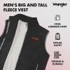 Wrangler Men’s Big and Tall Polar Fleece Zip Up Sleeveless Vest(Blk/Lt Grey)