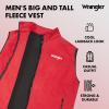 Wrangler Men’s Big and Tall Polar Fleece Zip Up Sleeveless Vest(Card Red/Blk)