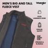 Wrangler Men’s Big and Tall Polar Fleece Zip Up Sleeveless Vest(Charcoal/Navy)
