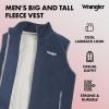 Wrangler Men’s Big and Tall Polar Fleece Zip Up Sleeveless Vest(Navy/Lt Grey)