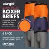 Wrangler Men’s Cooling Boxer Briefs, 6” Inseam, Moisture-Wicking, Stretch Fabric, Pack of 6, Quick Dry(Navy/Orange/Grey)