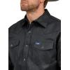 Wrangler Men’s Cowboy Cut Western Chambray Snap Long Sleeve Work Shirt(Black)