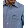Wrangler Men’s Cowboy Cut Western Chambray Snap Long Sleeve Work Shirt(Chambray Blue)