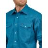 Wrangler Men’s Cowboy Cut Western Chambray Snap Long Sleeve Work Shirt(Dark Teal)