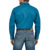 Wrangler Men’s Cowboy Cut Western Chambray Snap Long Sleeve Work Shirt(Dark Teal)