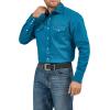 Wrangler Men’s Cowboy Cut Western Chambray Snap Long Sleeve Work Shirt(Dark Teal)