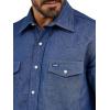 Wrangler Men’s Cowboy Cut Western Chambray Snap Long Sleeve Work Shirt(Darkest Indigo)