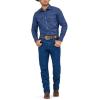 Wrangler Men’s Cowboy Cut Western Chambray Snap Long Sleeve Work Shirt(Indigo Denim)