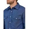 Wrangler Men’s Cowboy Cut Western Chambray Snap Long Sleeve Work Shirt(Indigo Denim)