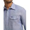 Wrangler Men’s Cowboy Cut Western Chambray Snap Long Sleeve Work Shirt(Light Chambray)
