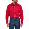 Wrangler Men’s Cowboy Cut Western Chambray Snap Long Sleeve Work Shirt(Red)