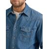 Wrangler Men’s Denim Light Wash Long Sleeve Snap Shirt(Dark Wash Denim)