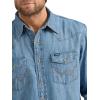 Wrangler Men’s Denim Light Wash Long Sleeve Snap Shirt(Light Wash Denim)