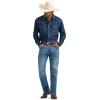Wrangler Men’s Denim Light Wash Long Sleeve Snap Shirt(Mid Wash Denim)