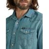 Wrangler Mens Iconic Denim Regular Fit Snap Shirt(Grit Wash)