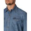 Wrangler Mens Iconic Denim Regular Fit Snap Shirt(Mid Tint Denim)