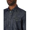 Wrangler Mens Iconic Denim Regular Fit Snap Shirt(Rinse Denim)