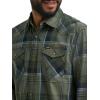 Wrangler Mens Iconic Denim Regular Fit Snap Shirt(Thyme Plaid)