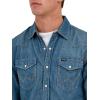 Wrangler Mens Iconic Denim Regular Fit Snap Shirt(Tobacco Denim)