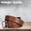 Wrangler Men’s Leather Belt, Country Casual Every Day Belt for Jeans(Light Brown)