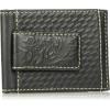 Wrangler Men’s Leather Bifold(Black Basket Weave Front Pockets)