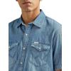 Wrangler Men’s Long Sleeve Denim Western Snap Shirt(Medium Wash)