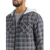 Wrangler Men’s Long-Sleeve Button-Front Heavyweight Quilted Hooded Shirt Jacket(Raven Black)