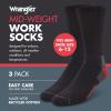 Wrangler Men’s Midweight Outdoor Work Socks, Cushioned, Arch Support, Size 6-12, Recycled Cotton, 3-Pack(Black (/Red/Grey))