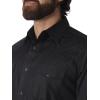 Wrangler Mens Sport Western Two Pocket Long Sleeve Snap Shirt(Black)