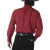 Wrangler Mens Sport Western Two Pocket Long Sleeve Snap Shirt(Wine)