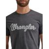Wrangler Mens Western Crew Neck Short Sleeve Tee Shirt(Caviar Heather)
